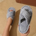 thumbnail image 1 of Willtoo Womens Slippers Open Toe House Fuzzy Slipper for Women Criss Cross Corduroy Shoes Indoor Outdoor Light Gray 9 Wide, 1 of 5