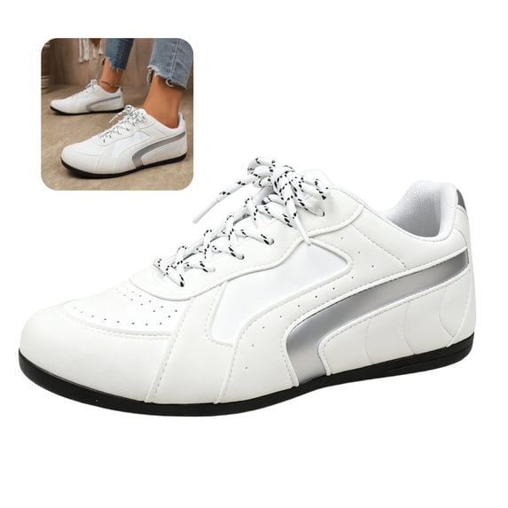 Willtoo Womens Sneakers Retro Lace‑Up Low Top Trainer Shoes Lightweight Fashion Flat Non Slip Athletic Shoes for Daily Outdoor Wear