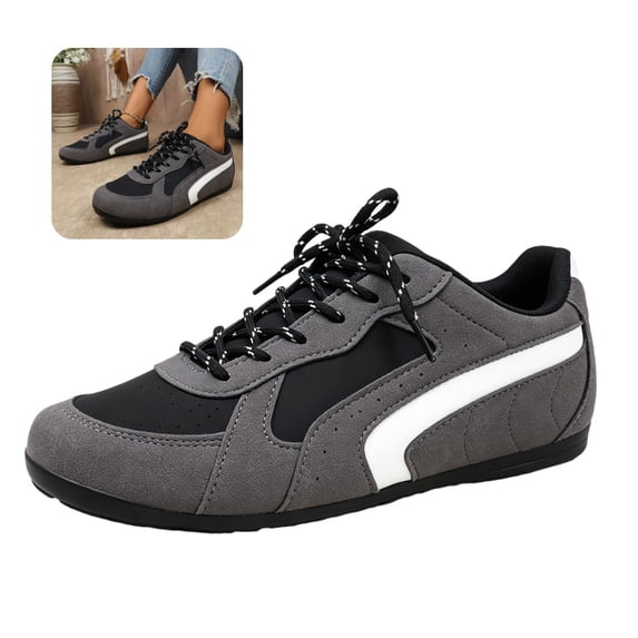 Willtoo Womens Sneakers Retro Lace‑Up Low Top Trainer Shoes Lightweight Fashion Flat Non Slip Athletic Shoes for Daily Outdoor Wear