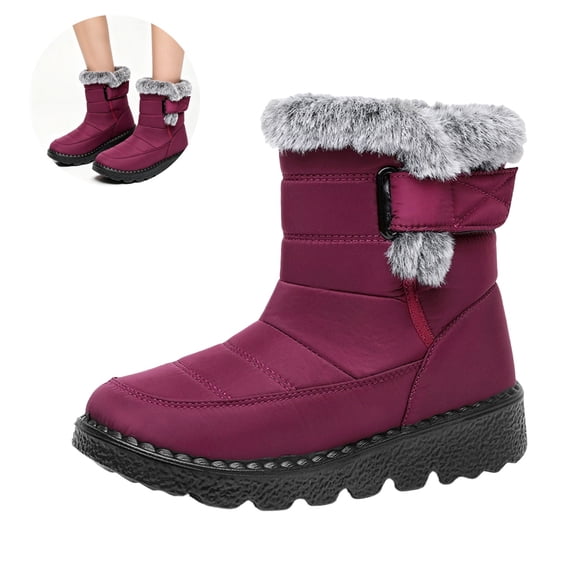 Willtoo Womens Thick Sole Lightweight Snow Boots Winter Anti-Slip Ankle Booties Waterproof Slip on Warm Faux Fur Lined Sneaker