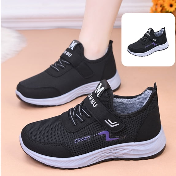 Willtoo Womens Warm Lined Winter Sneakers Adjustable Hook and Loop Strap Lightweight Non Slip Casual Athletic Shoes for Daily Wear