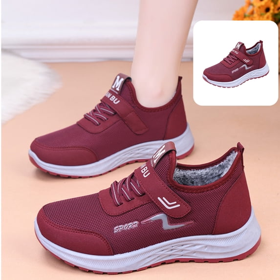 Willtoo Womens Warm Lined Winter Sneakers Adjustable Hook and Loop Strap Lightweight Non Slip Casual Athletic Shoes for Daily Wear