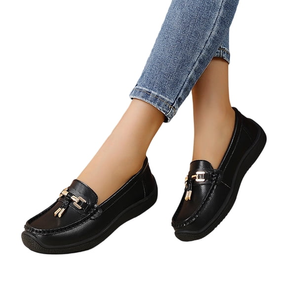 Willtoo Womens Wide Toe Loafers Slip On Comfort Platform Walking Shoes Casual Non Slip Flat Loafers for Daily Work Wear
