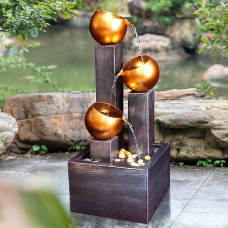 Willwolf 28.5'' Outdoor Metal Iron Water Fountain with LED Lights, for Garden Patio Lawn