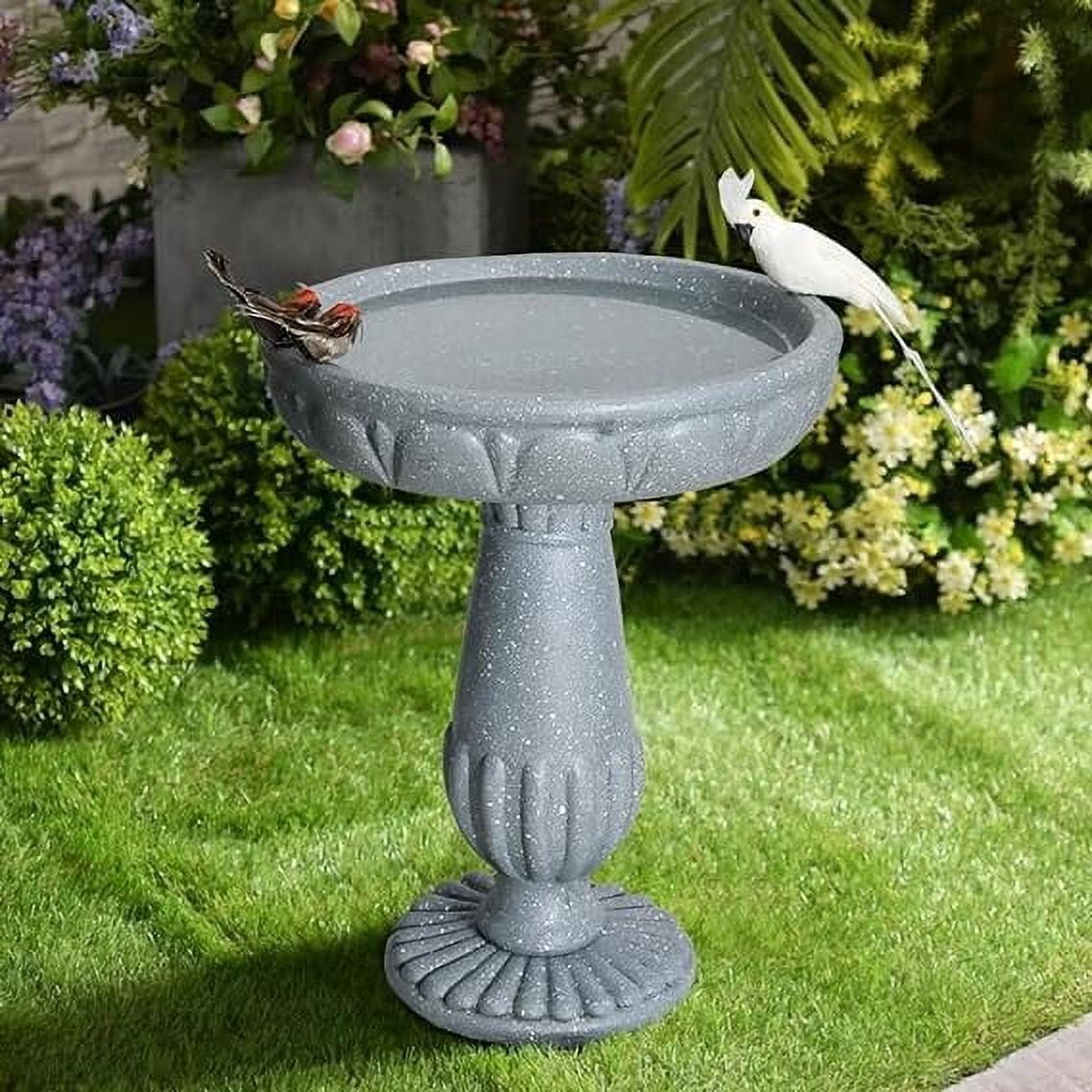 Willwolf Bird Baths Clearance Cement Bird Bath Stand&Bowls For Outdoor