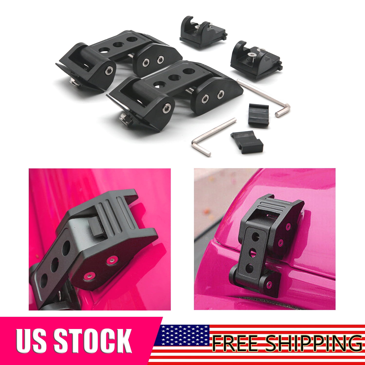 Auto Catch Component Willwolfer Latch Locking Catch Buckle Black Hood Component Fit for Jeep ...