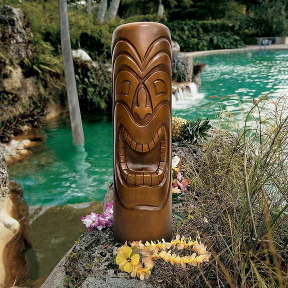 Willwolfer Outdoor&indoor Tiki Statue Totem Pole for Outside Patio Home Tiki Hawaii Bar Concrete Decor