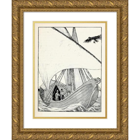 Willy Pogany 11x14 Gold Ornate Wood Frame and Double Matted Museum Art Print Titled - Forty-Four Turkish Fairy Tales Pl 21 (1913)