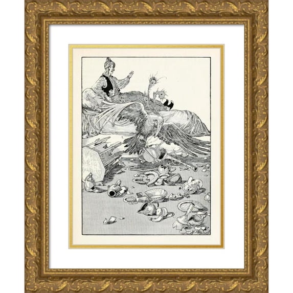 Willy Pogany 15x18 Gold Ornate Wood Frame and Double Matted Museum Art Print Titled - Forty-Four Turkish Fairy Tales Pl 26 (1913)