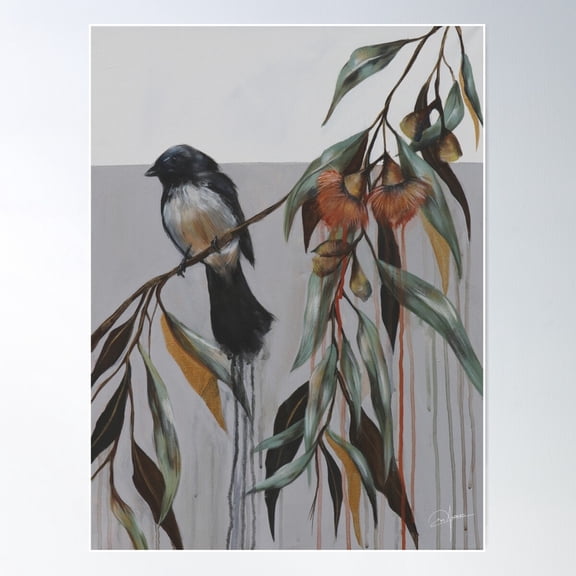 Willy Wagtail Poster Wall Art, Modern Wall Decor For Living Room Bedroom, 12x18 UNFRAMED