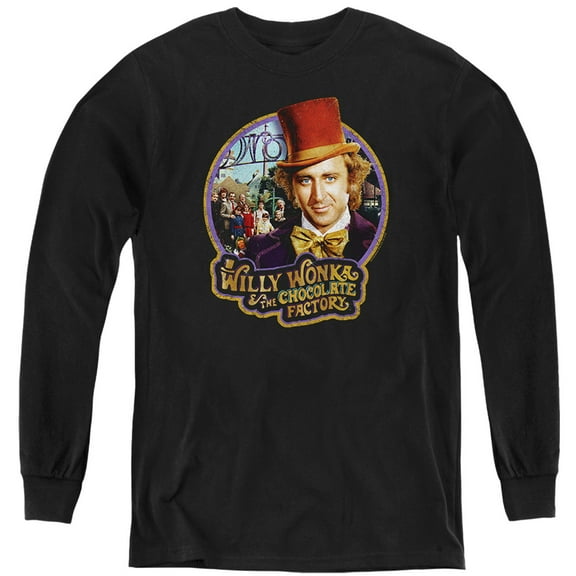 Willy Wonka And The Chocolate Factory Contestants Kids Long Sleeve T Shirt (Large) for Youth Boys and Girls, Black