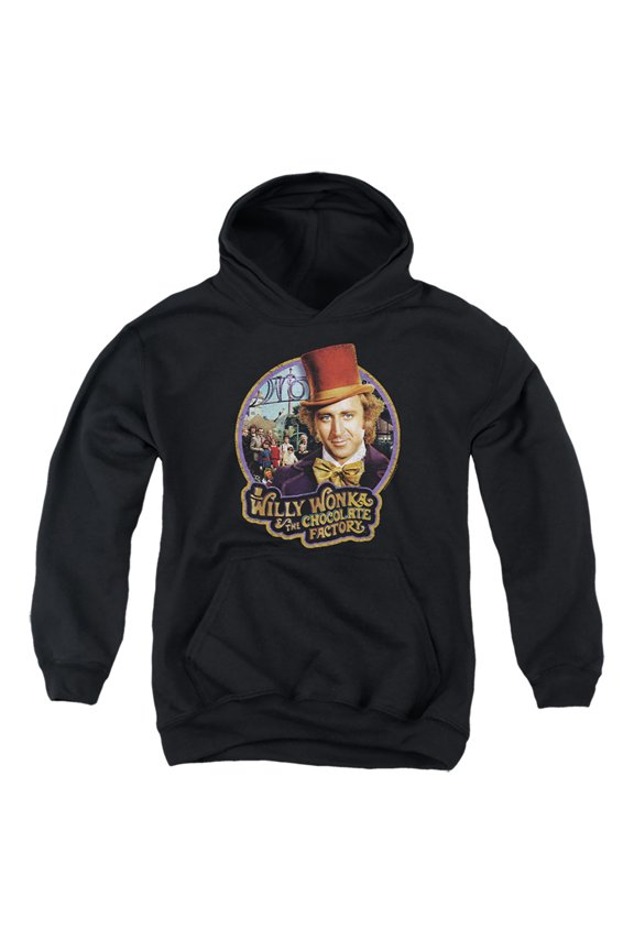 Willy Wonka And The Chocolate Factory Contestants Kids Pull-Over Hoodie (Small) for Youth Boys and Girls, Black