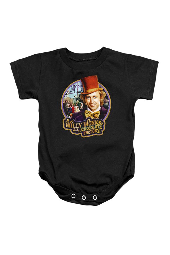 Willy Wonka And The Chocolate Factory Contestants Unisex Infant Snap Suit for Baby (24 Months) Black