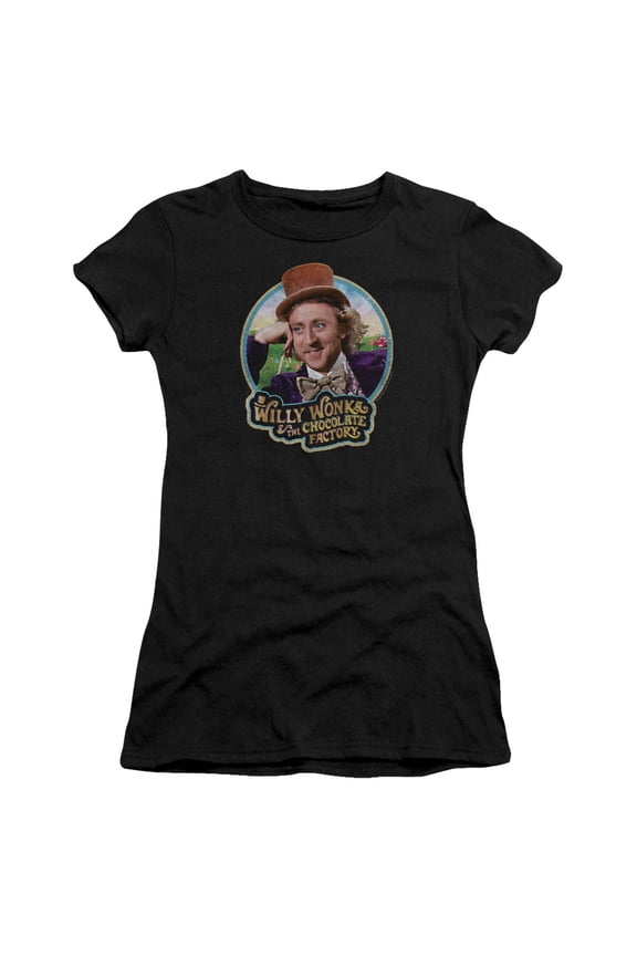 Willy Wonka And The Chocolate Factory ItS/Scrumdiddlyumptious S/S Junior Women's T-Shirt Sheer Black