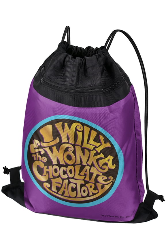 Willy Wonka And The Chocolate Factory Logo Drawstring Backpack Sports Bag Sackpack 17" x 13", Perfect for Gym, Yoga or Practice