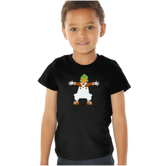 Willy Wonka And The Chocolate Factory Lone Oompa Loompa Kids T Shirt (2) for Youth Toddler Boys and Girls, Black