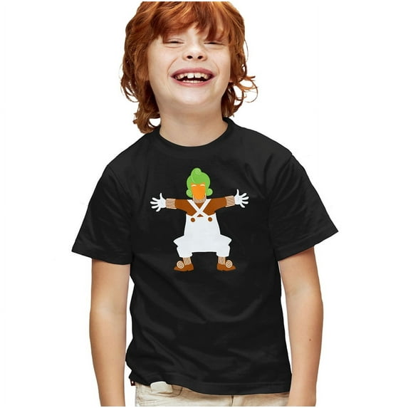 Willy Wonka And The Chocolate Factory Lone Oompa Loompa Kids T Shirt (Small) for Youth Toddler Boys and Girls, Black