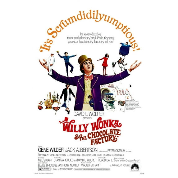 Willy Wonka And The Chocolate Factory Movie Poster Metal Print 12In x 16In 12x16 Square Adults Best Posters