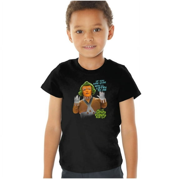Willy Wonka And The Chocolate Factory Oompa Loompa Listen Kids T Shirt (3) for Youth Toddler Boys and Girls, Black