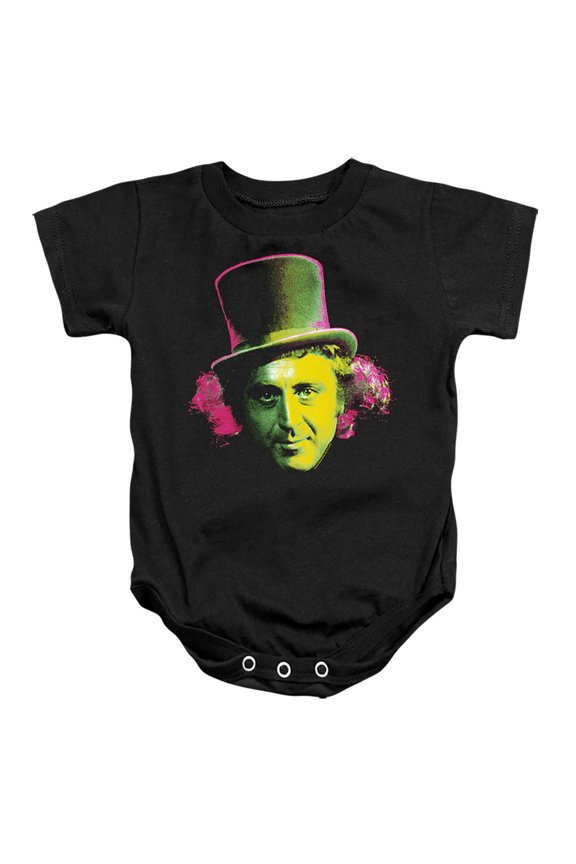 Willy Wonka And The Chocolate Factory Willy Wonka Face Unisex Infant Snap Suit for Baby (18 Months) Black