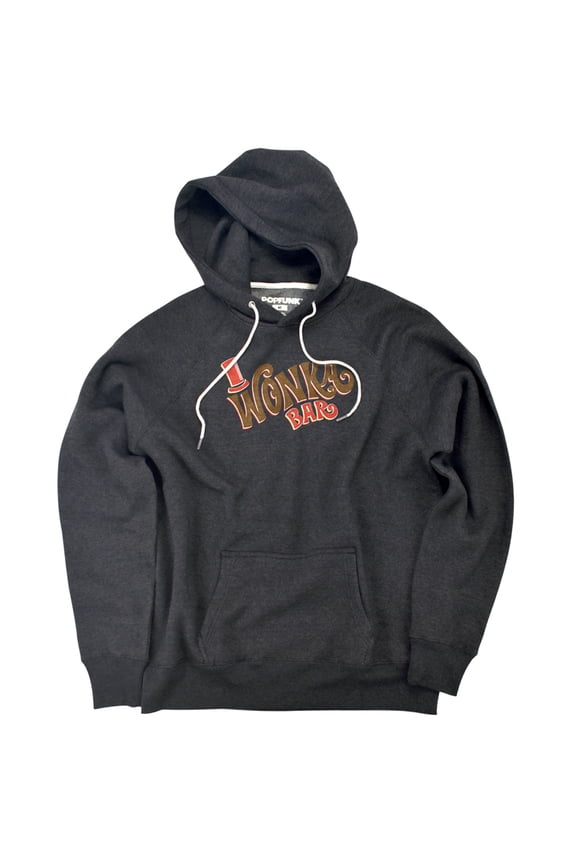 Wonka Bar Unisex Adult Slim Fit Pull-Over Heather Hoodie, Charcoal, Small