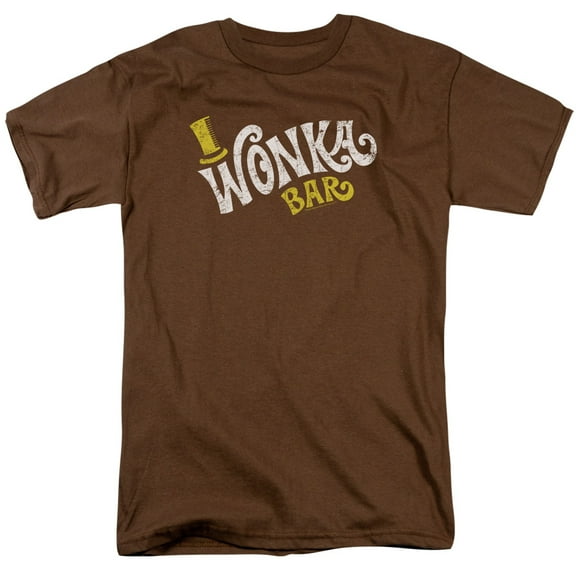 Trevco Sportswear WBM583-AT-3 Willy Wonka & The Chocolate Factory Wonka Logo Adult Regular Fit Short Sleeve T-Shirt, Coffee - Large