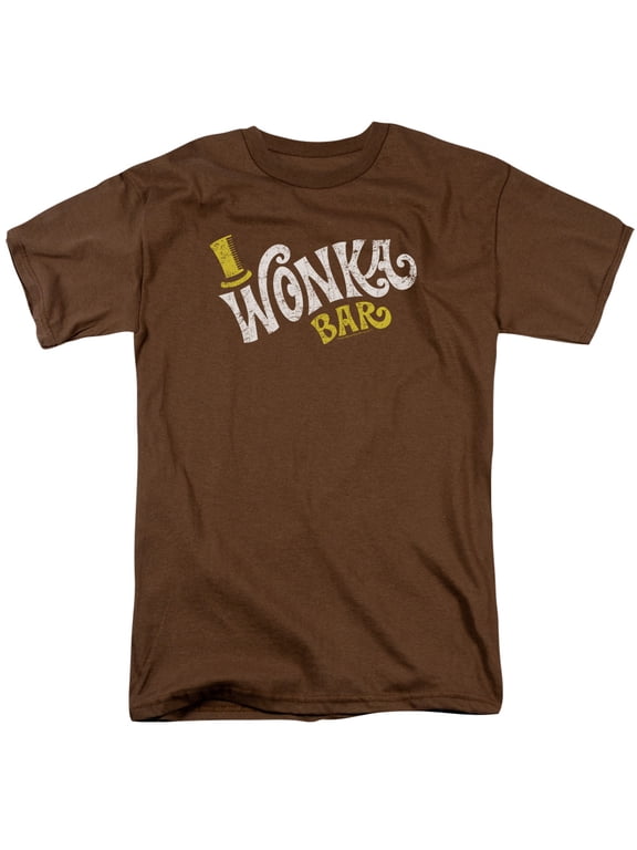 Willy Wonka And The Chocolate Factory Wonka Logo Mens Short Sleeve Shirt (Coffee, )