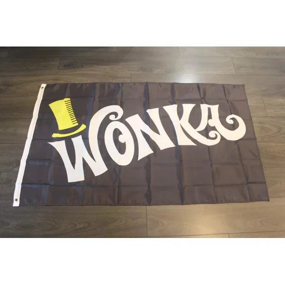 Willy Wonka Banner Flag Chocolate Bar Factory Logo Movie Fan Kids Room Decor