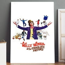 Willy Wonka & the Chocolate Factory Movie Poster Printed on Canvas (5" x 7") Wall Art - High Quality Print, Ready to Hang - For Home Theater, Living Room, Bedroom Decor