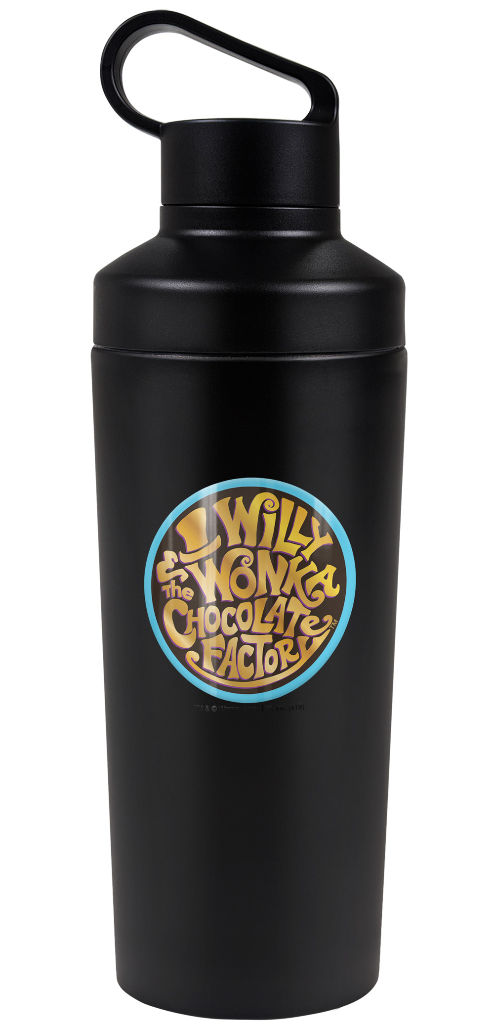 Willy Wonka And the Chocolate Factory Official Logo 18 oz Insulated Water Bottle, Leak Resistant, Vacuum Insulated Stainless Steel with 2-in-1 Loop Cap