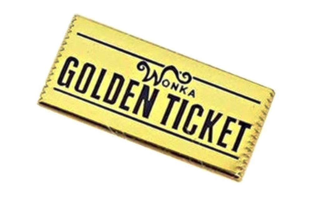 Willy Wonka Golden Ticket 1 Inch Wide Enamel Metal Pin - Walmart.com