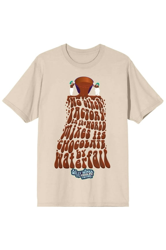 Willy Wonka & The Chocolate Factory Chocolate Waterfall Natural T-Shirt-Large