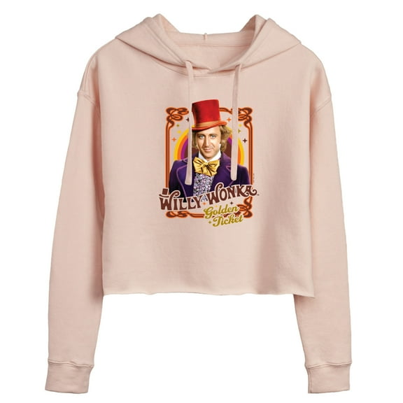 Willy Wonka & The Chocolate Factory - Golden Ticket - Juniors Cropped Pullover Hoodie