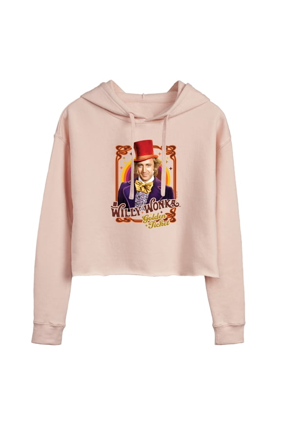 Willy Wonka & The Chocolate Factory - Golden Ticket - Juniors Cropped Pullover Hoodie