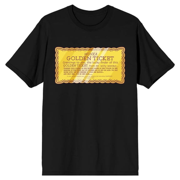 Willy Wonka & The Chocolate Factory Golden Ticket Men's Black T-Shirt-Medium