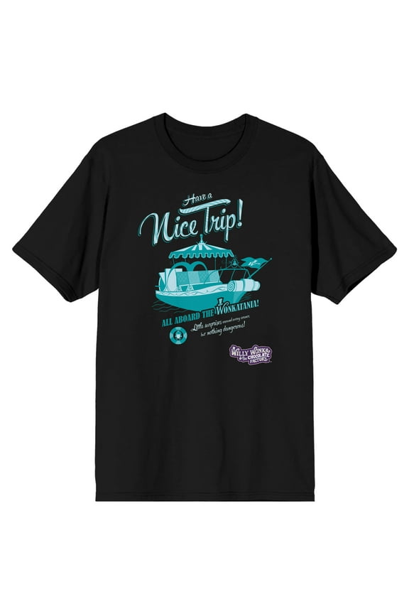 Willy Wonka & The Chocolate Factory Have A Nice Trip Men's Black T-shirt-Medium