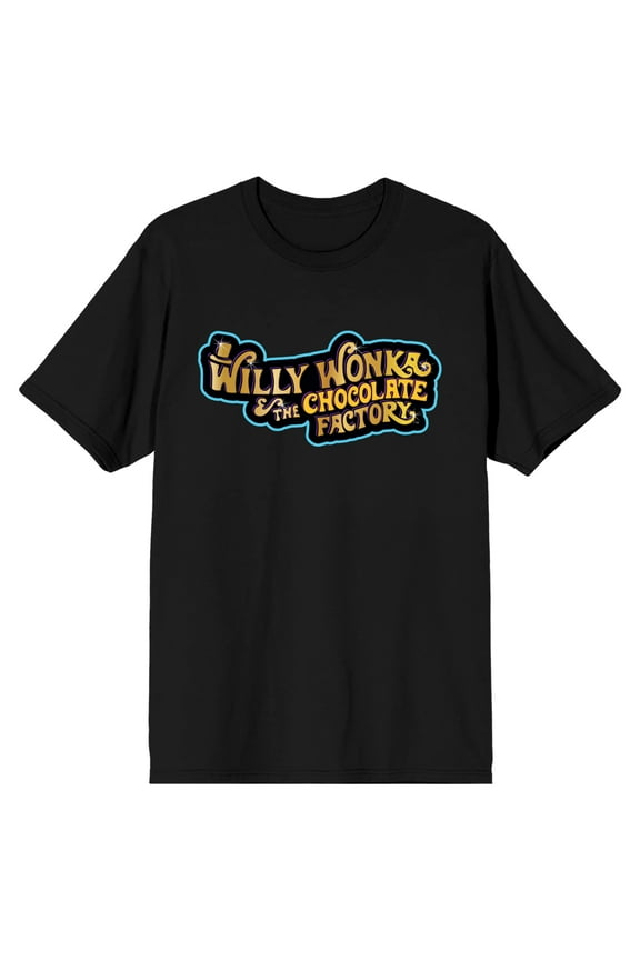 Willy Wonka & The Chocolate Factory Logo Men's Black T-Shirt-Medium