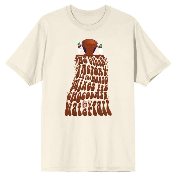 Willy Wonka & The Chocolate Factory No Other Factory in the World Mixes its Chocolate by Waterfall Natural Tan Men's T-Shirt-Medium