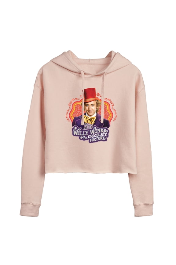 Willy Wonka & The Chocolate Factory - Original Movie Cover - Juniors Cropped Pullover Hoodie