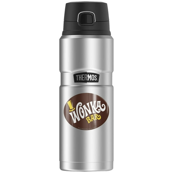Willy Wonka & The Chocolate Factory Wonka Bar Logoable, THERMOS STAINLESS KING Stainless Steel Drink Bottle, Vacuum insulated & Double Wall, 24oz