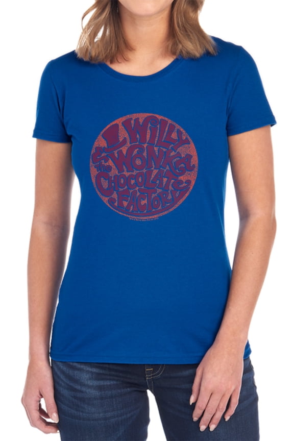 Willy Wonka and The Chocolate Factory Circle Logo Women's T Shirt, Royal, Small