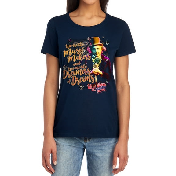 Willy Wonka and The Chocolate Factory Music Makers Women's T Shirt, Navy, Medium