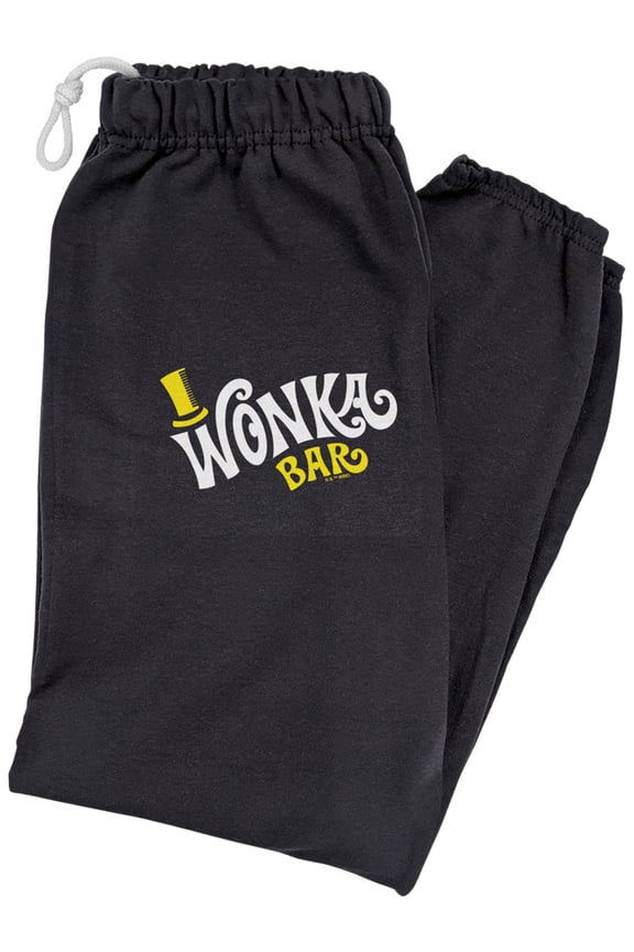 Willy Wonka and The Chocolate Factory Wonka Bar Logo Unisex Jogger Sweatpants for Men and Women, Black, X-Large