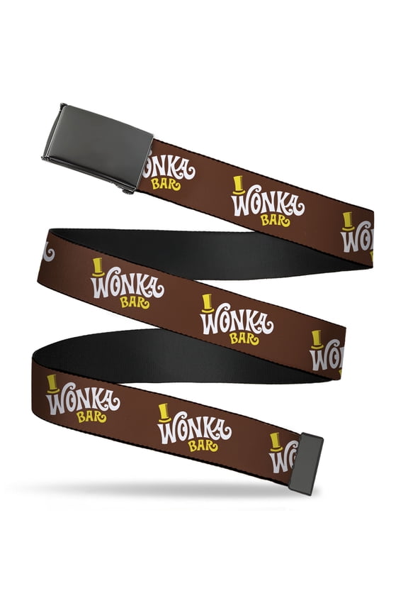 Adjustable Belt, Clamp Buckle, Cut-to-Fit, Willy Wonka and the Chocolate Factory Wonka Bar Logo