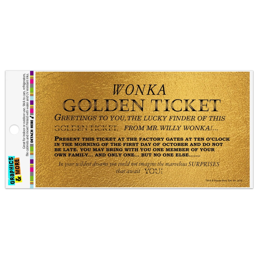 Willy Wonka and the Chocolate Factory Golden Ticket Automotive Car Refrigerator Locker Vinyl Magnet