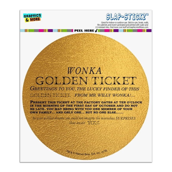 Willy Wonka and the Chocolate Factory Golden Ticket Automotive Car Window Locker Circle Bumper Sticker