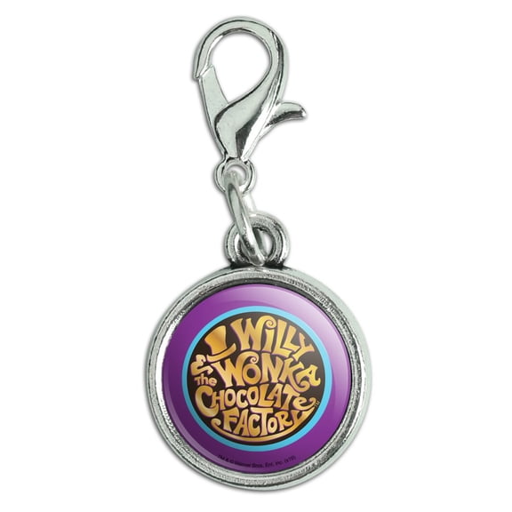 Willy Wonka and the Chocolate Factory Logo Antiqued Bracelet Pendant Zipper Pull Charm with Lobster Clasp