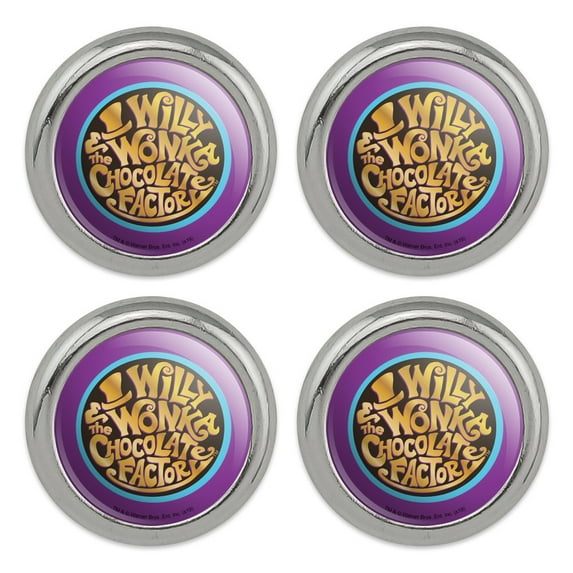 Willy Wonka and the Chocolate Factory Logo Metal Craft Sewing Novelty Buttons - Set of 4
