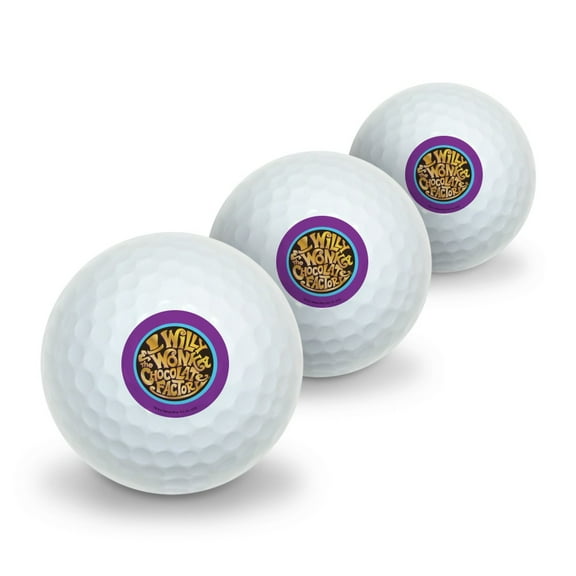 Willy Wonka and the Chocolate Factory Logo Novelty Golf Balls 3 Pack