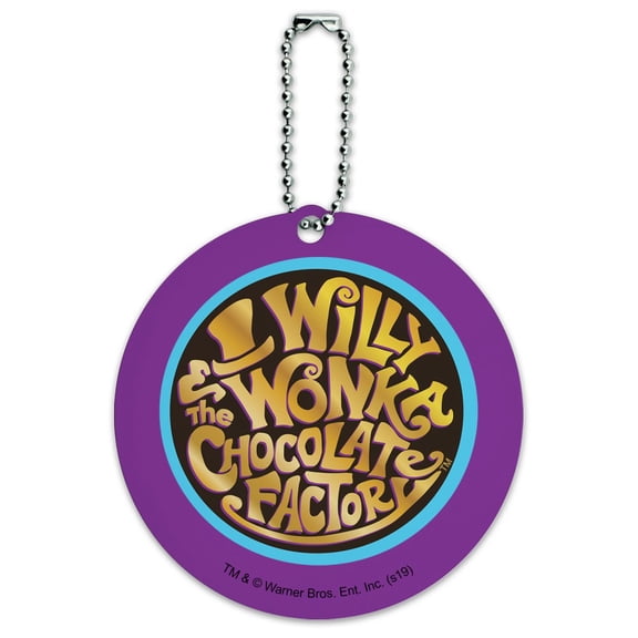 Willy Wonka and the Chocolate Factory Logo Round Luggage ID Tag Card Suitcase Carry-On